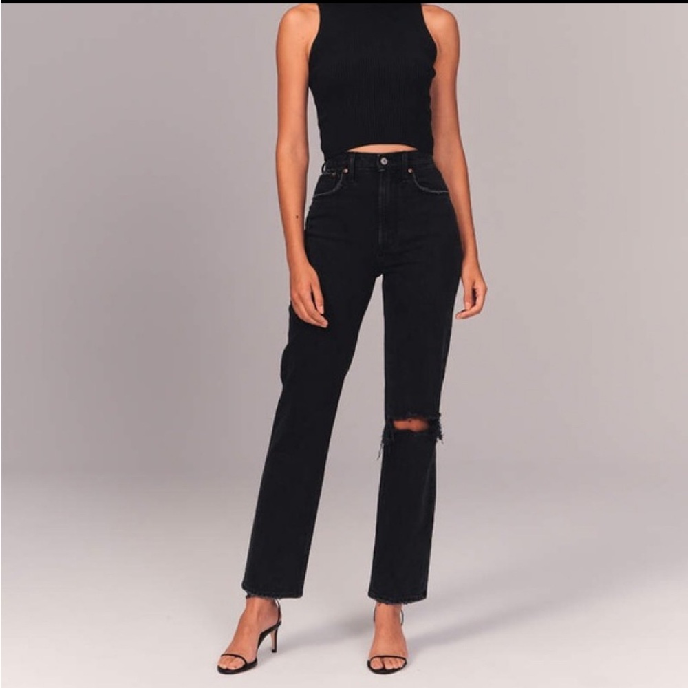 Abercrombie Black 90’s Straight Ultra High Rise Jeans
